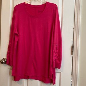 LIVI by Lane Bryant - Hot Pink Sweatshirt/Tunic with braided Sleeves - 18/20